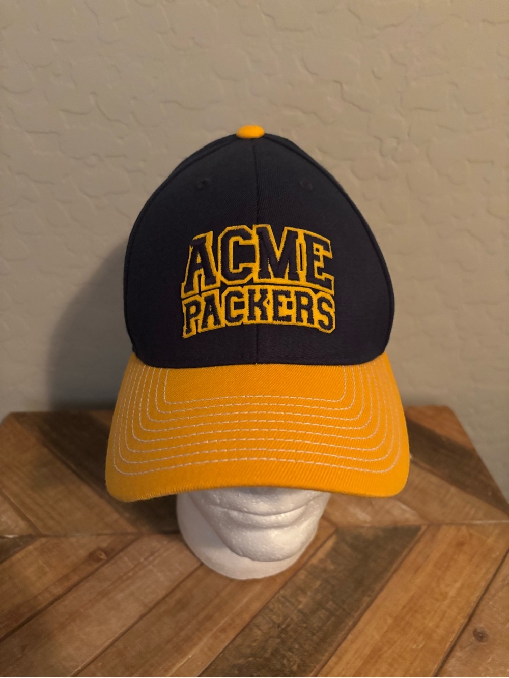 Acme Packers Fitted Navy Gold Hat - Reebok- NFL Vintage Collection S/M - Clean